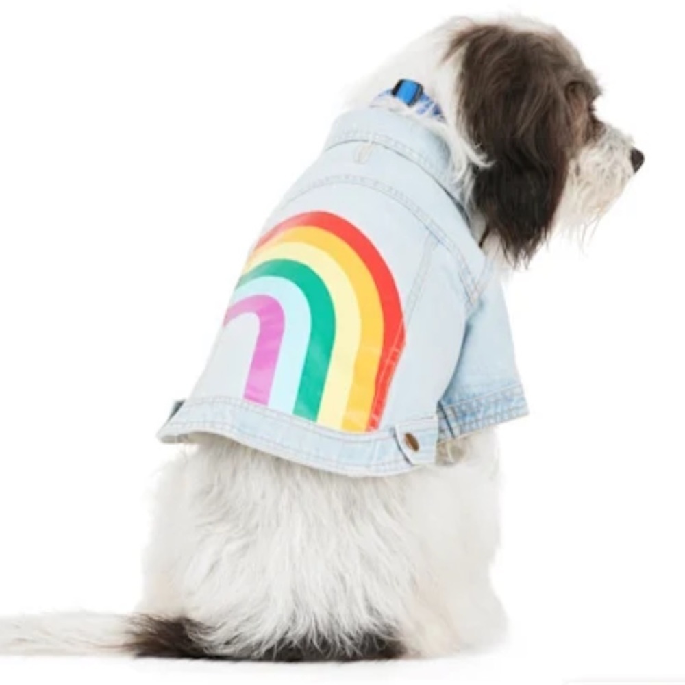 YOULY Rainbow Denim Dog Pride Jacket M